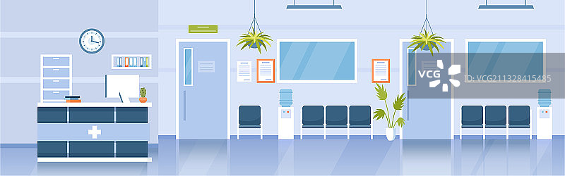 医院接待大厅诊所内部卡通图片素材