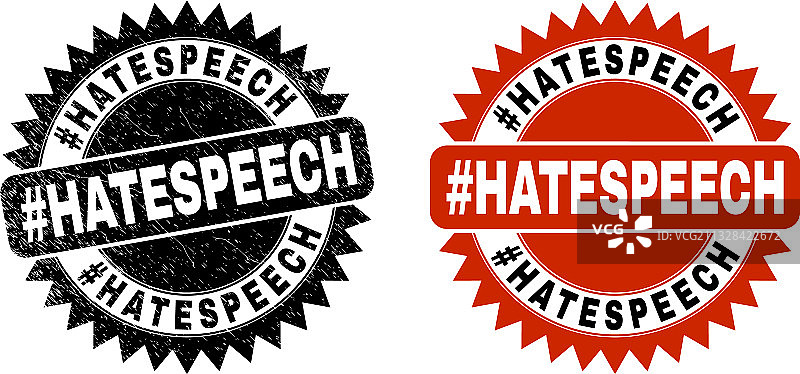 带有#hatespeech黑色花结印章图片素材