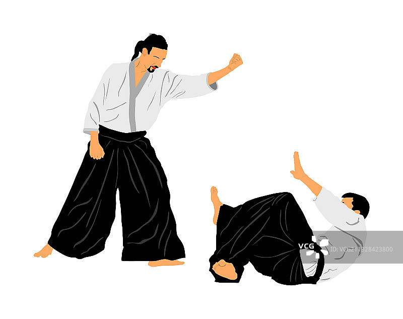 两名合气道战士之间的战斗图片素材
