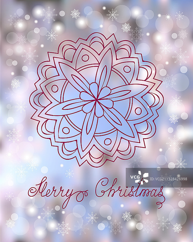 带有曼陀罗的圣诞贺卡图片素材
