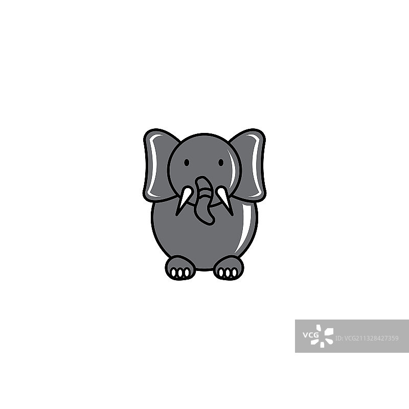 卡通彩色大象图标设计图片素材