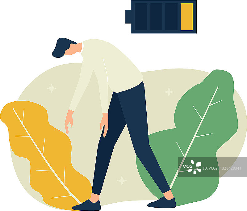 疲惫的男人，没有精力，低电量概念图片素材