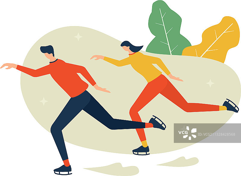 男人和女人滑冰图片素材