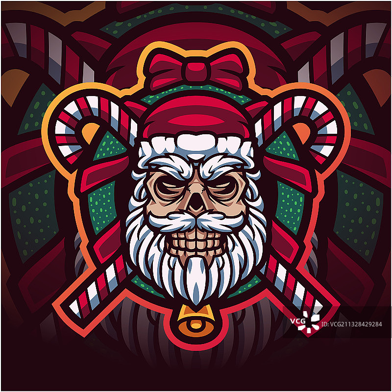 圣诞骷髅头电竞吉祥物logo图片素材