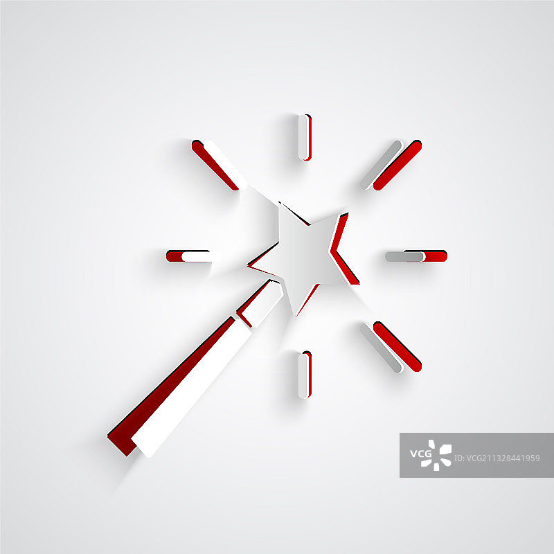 灰色背景上的剪纸魔杖图标图片素材