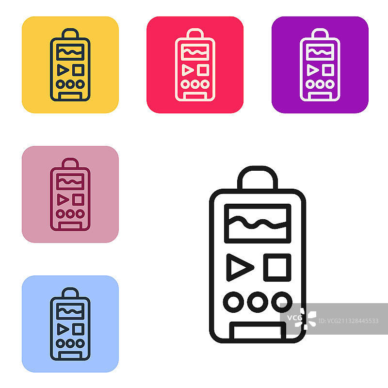 白色背景上的黑色线条录音机图标图片素材