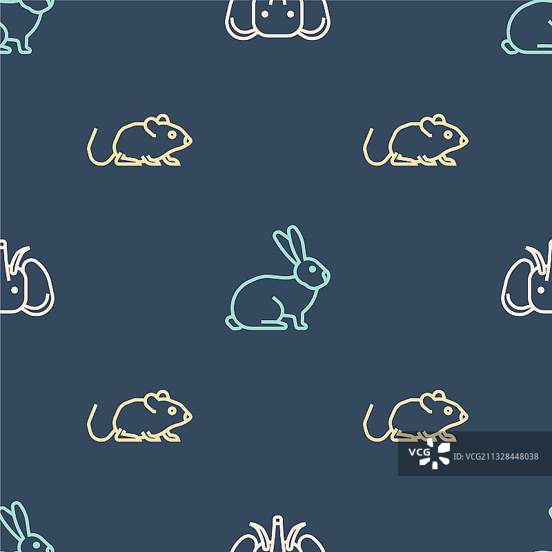 大象、老鼠和兔子无缝图案图片素材