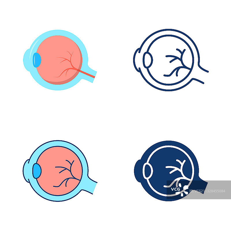 扁平风和线条风眼球图标合集图片素材