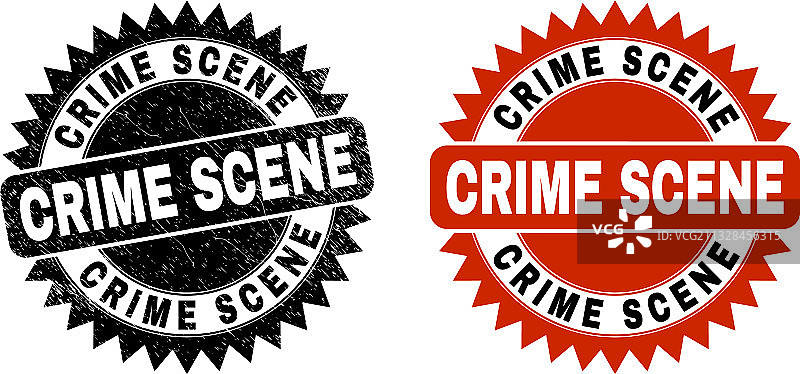 带有腐蚀效果的犯罪现场黑色花饰印章图片素材