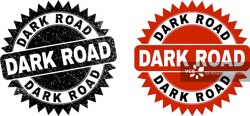 腐蚀风格的黑色道路花结邮票图片素材