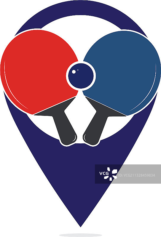 带有乒乓球拍和球的地图点形状图片素材