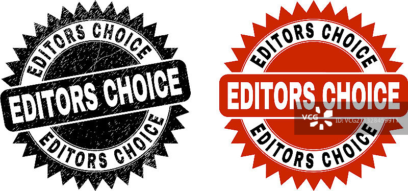 带有编辑推荐字样的黑色花结印章图片素材