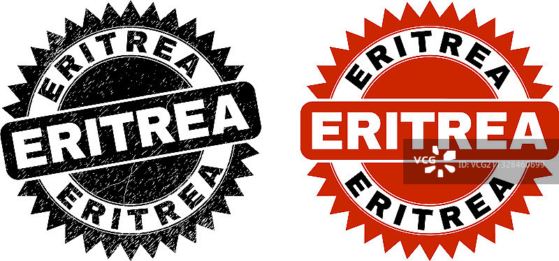 带有污渍的厄立特里亚黑色花环邮票图片素材