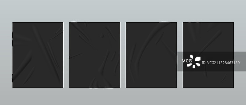 粘性黑纸逼真垂直模板集图片素材