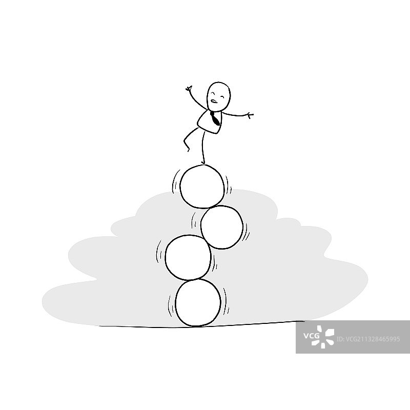 在四个圆球上保持平衡的商人图片素材