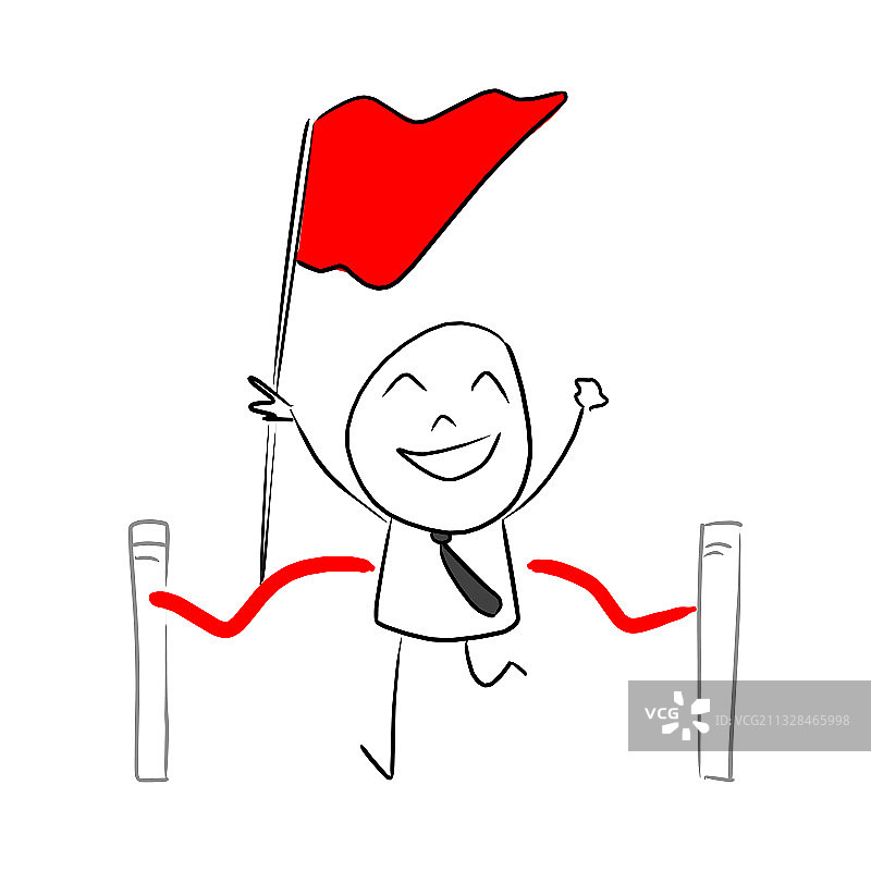 商人手持红旗冲刺图片素材