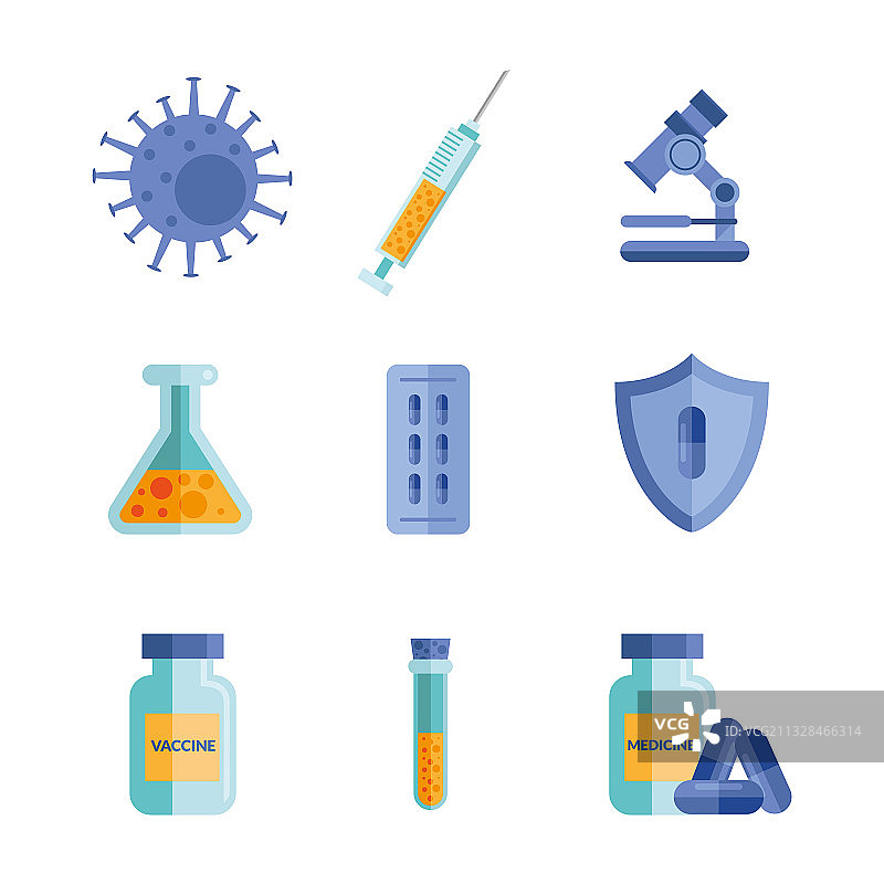 九款新冠疫苗图标合集图片素材