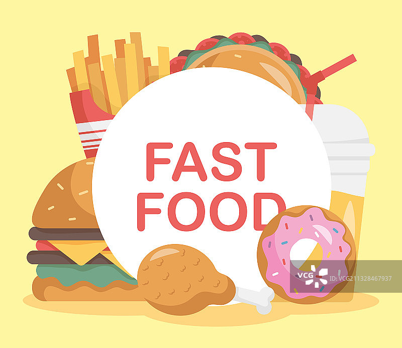 六款快餐图标和字母套装图片素材