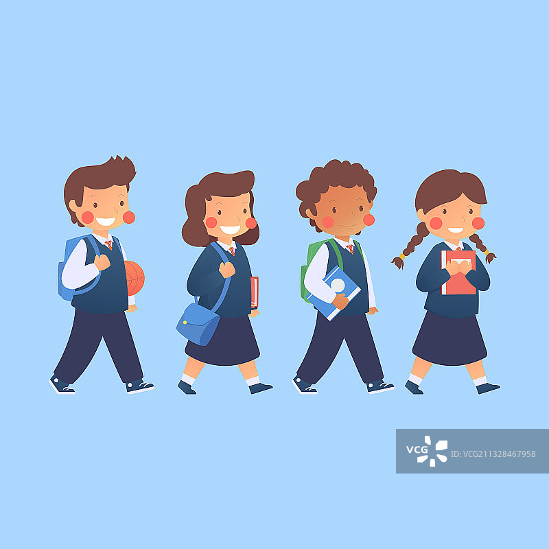返校扁平儿童合集图片素材