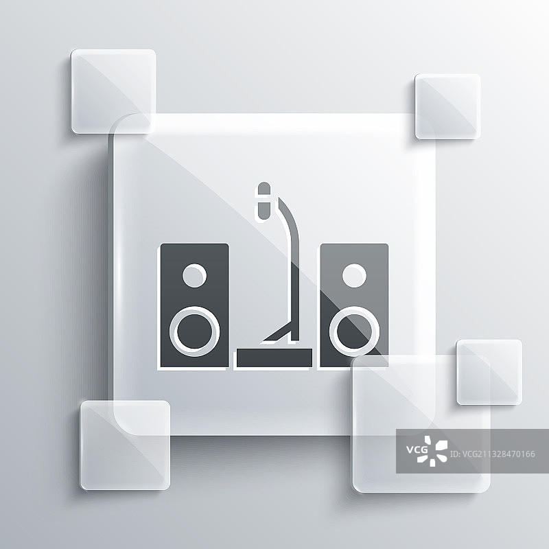 灰色家用立体声音响带双扬声器图标图片素材