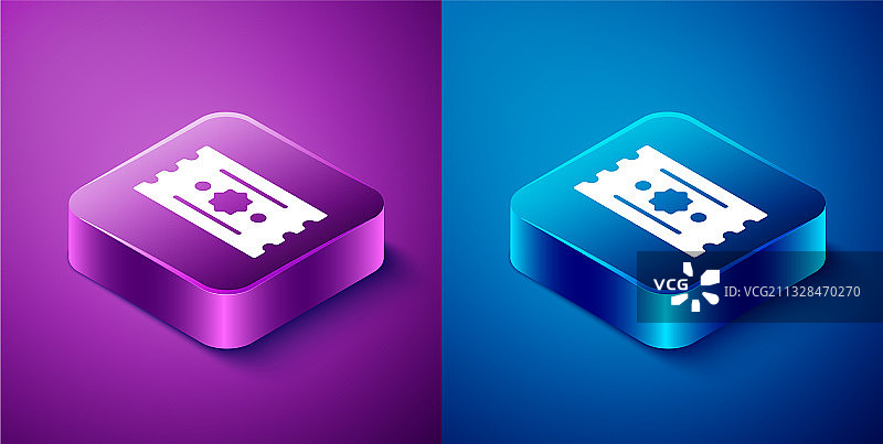 2.5D蓝紫色背景票务图标图片素材