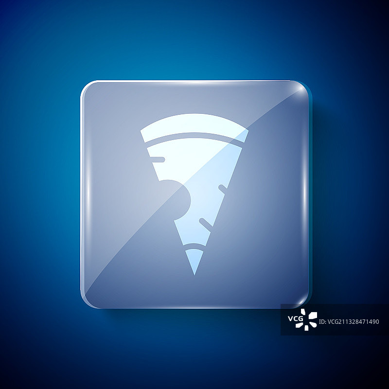 白色披萨切片图标，蓝色背景图片素材