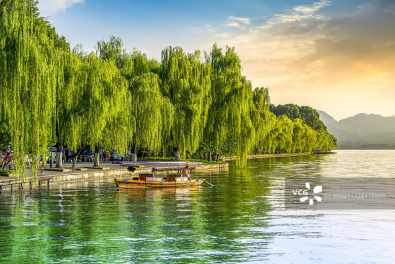 杭州西湖中式园林风光图片素材