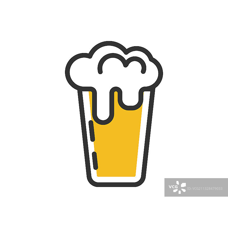 白色背景上隔离的啤酒杯酒精图标图片素材