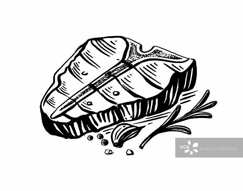 烧烤牛排速写图片素材