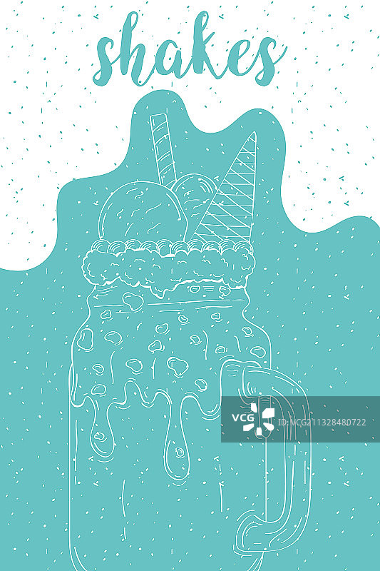 带奶昔甜点的手绘罐子图标图片素材