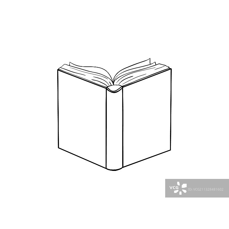 空白的打开的书和堆叠的书籍素描图片素材