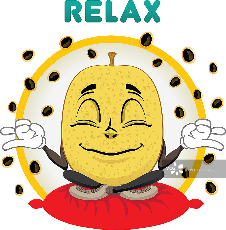 百香果吉祥物冥想放松图片素材