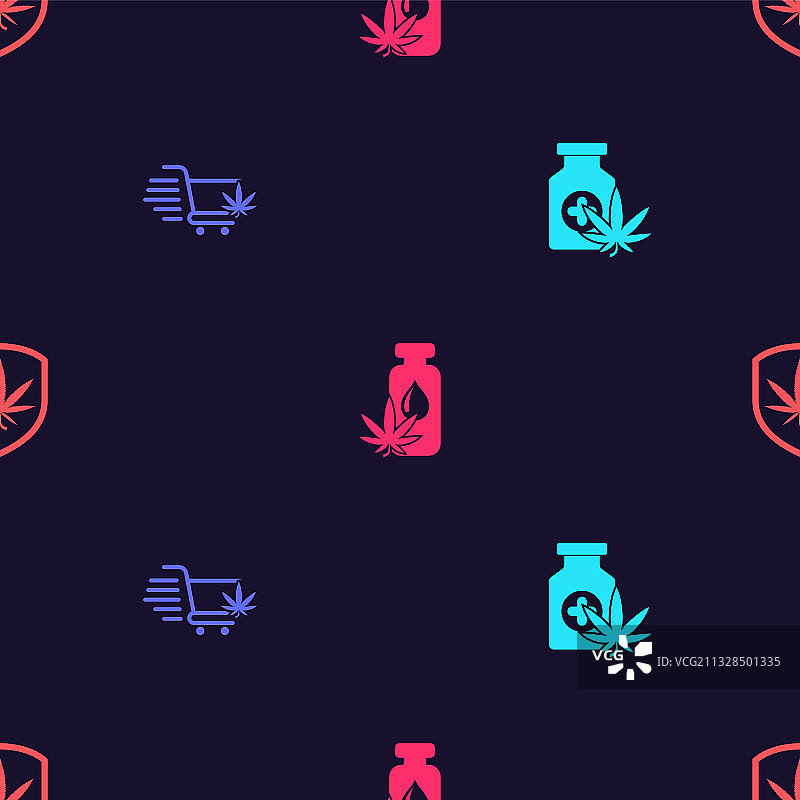 医疗瓶与大麻购物车组合图片素材