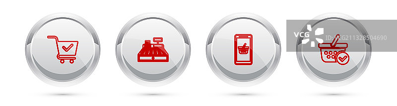 带选中标记现金的购物车组合图片素材