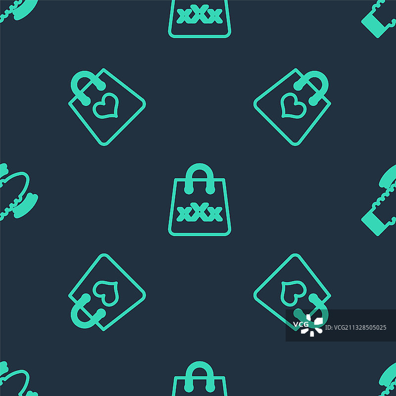 带有三个X和爱心的购物袋线条设计图片素材