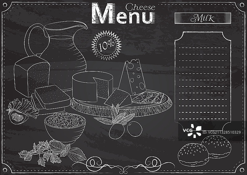 奶酪菜单粉笔字图片素材