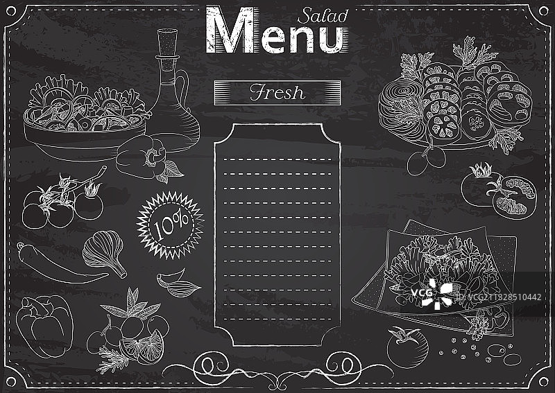 粉笔手写沙拉菜单图片素材