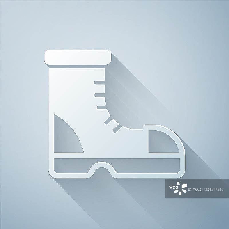 灰色背景上的剪纸猎人靴图标图片素材