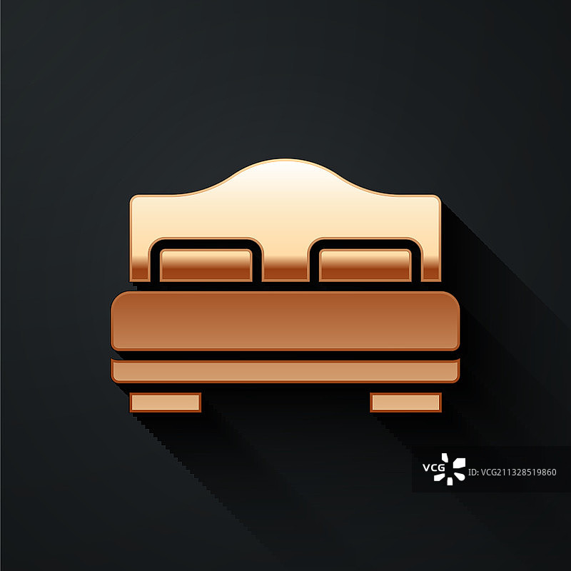 金色酒店房间床铺图标图片素材