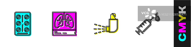 药丸、泡罩包装、肺部X光片、吸入器图片素材