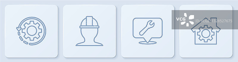齿轮箭头工作流程定位线性图标图片素材