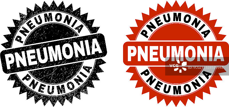 带有粗糙风格的黑色肺炎花环印章图片素材