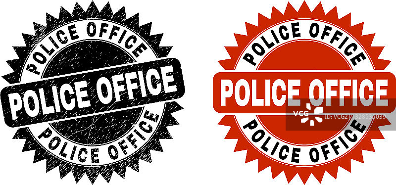 带有齿轮的警察局黑色花环水印图片素材