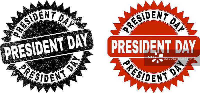 总统日黑色花结邮戳设计（已做旧）图片素材