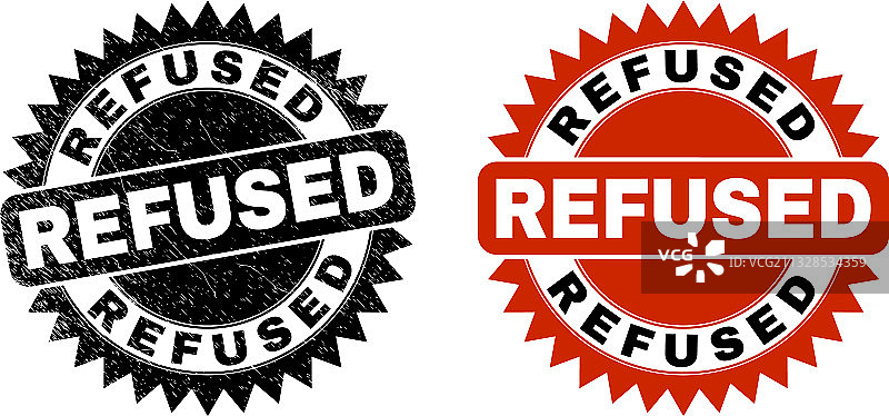 带有不洁纹理的拒绝黑色玫瑰花结印章图片素材