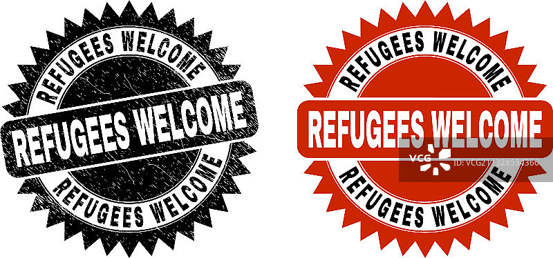 欢迎难民黑色花环邮票海豹图片素材