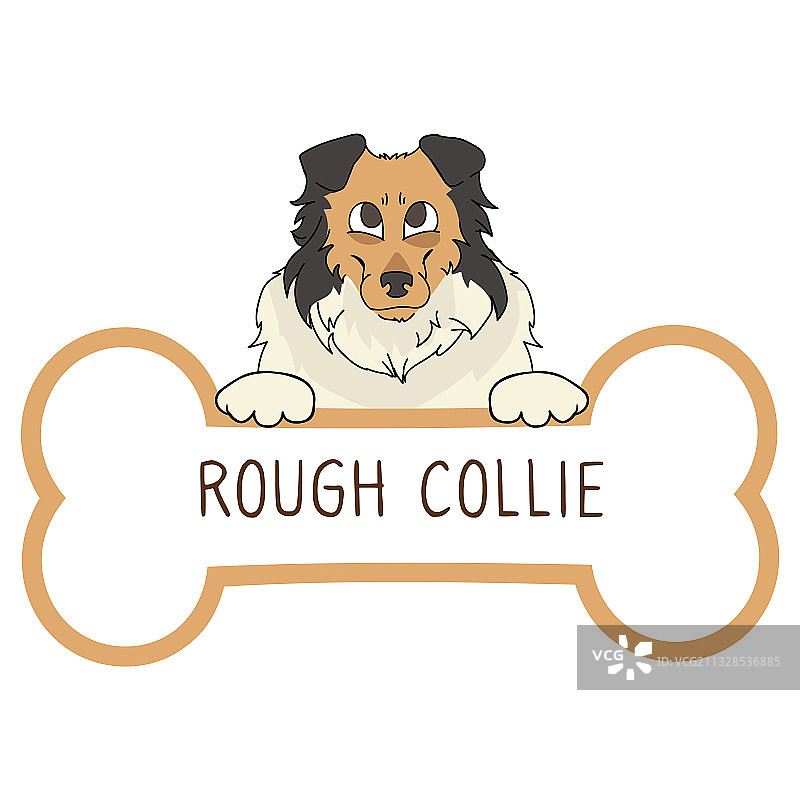 可爱的卡通苏格兰牧羊犬项圈狗牌图片素材