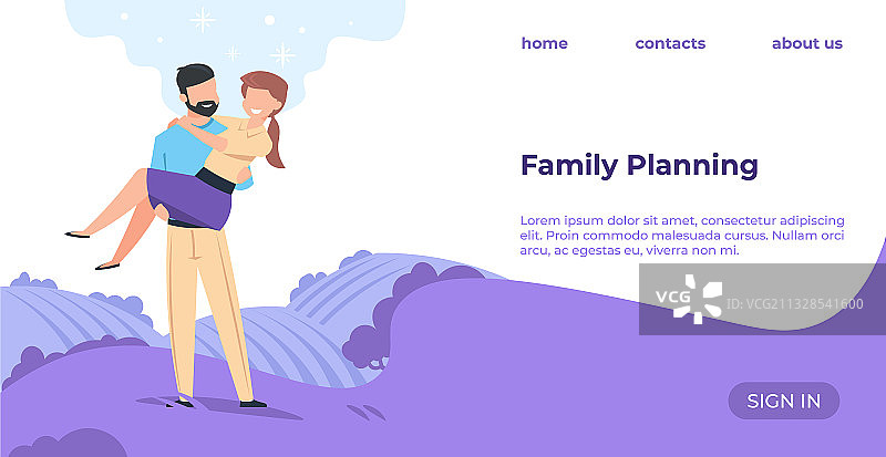 家庭计划页面卡通幸福夫妇图片素材