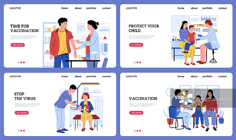 疫苗接种引导页：人们正在接受注射图片素材