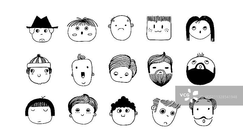 手绘极简涂鸦头像人脸图片素材